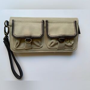 Hurley Beige Wristlet Wallet with Dual Front Pockets